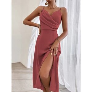Wrap Ruched Split Thigh dress